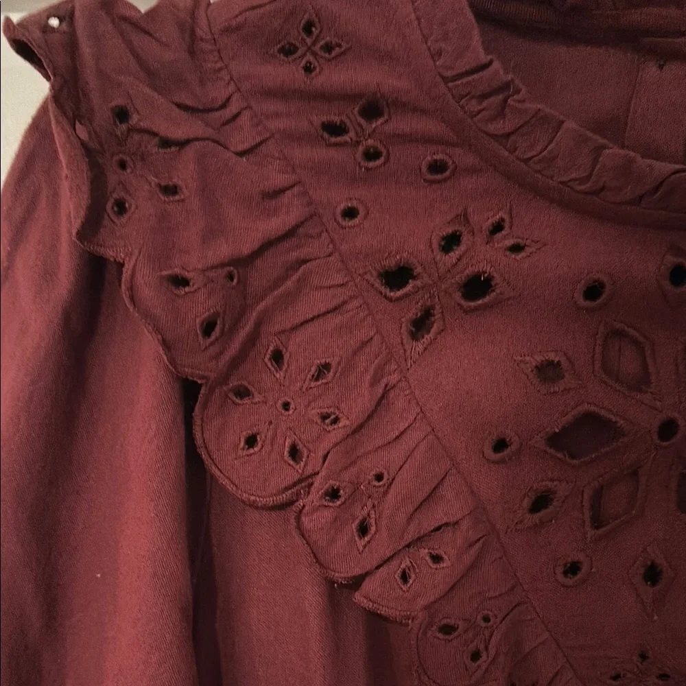 NWT Madewell Chic Burgundy Eyelet Dress - Picture 4 of 9
